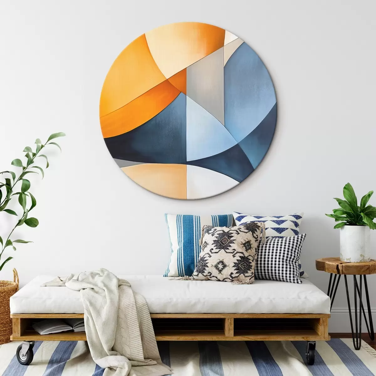 Okrúhle obrazy Abstrakcia s geometrickými tvarmi r45202