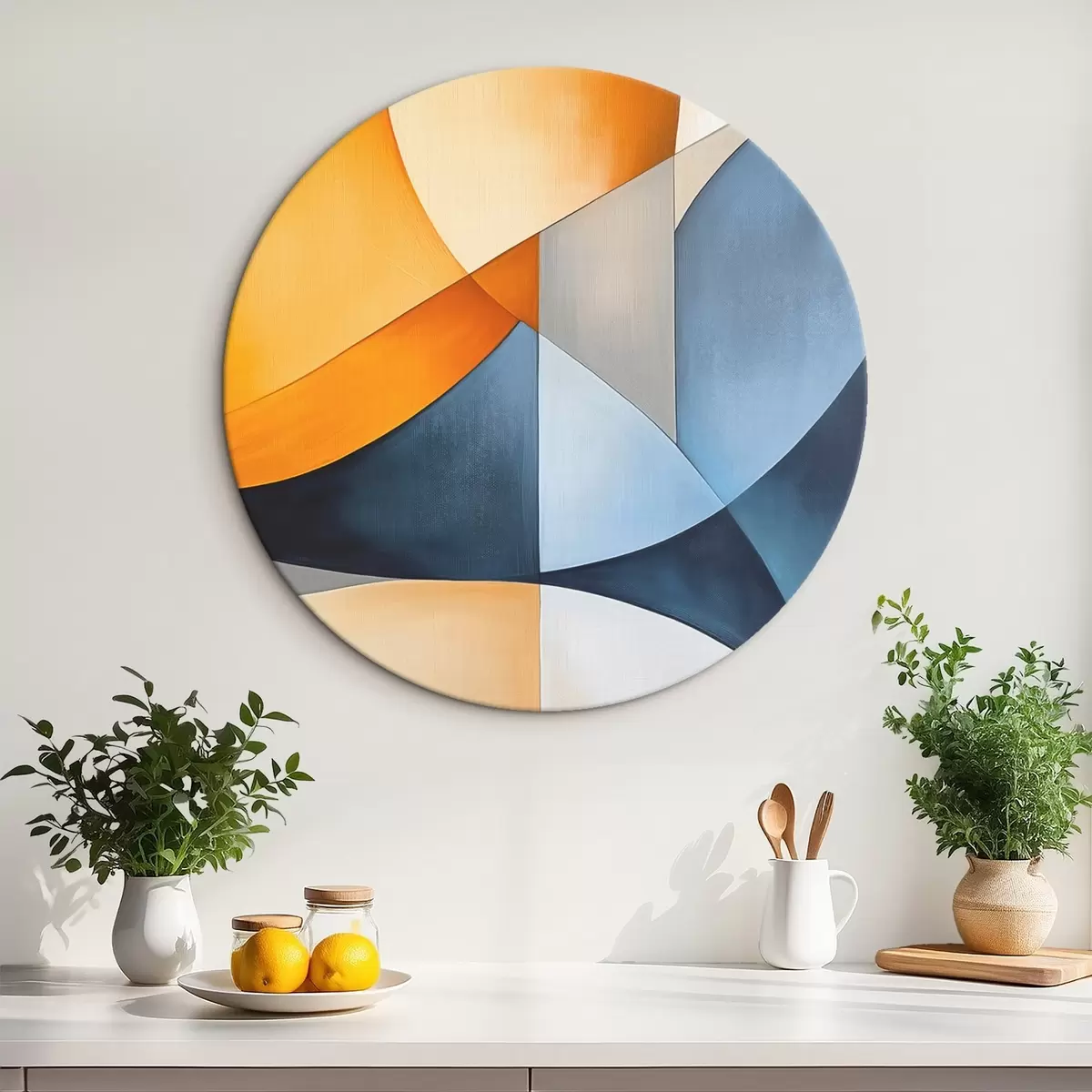 Okrúhle obrazy Abstrakcia s geometrickými tvarmi r45202