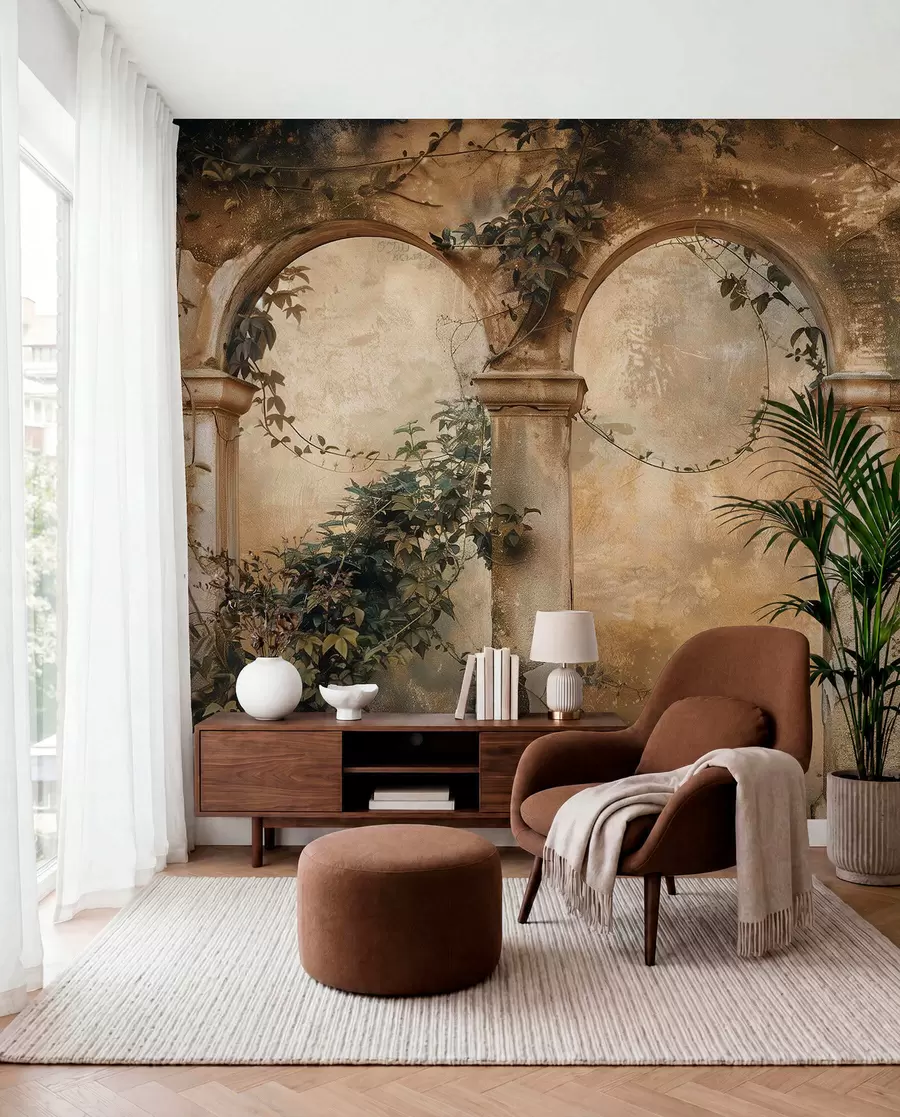 Fototapety tónované retro oblúky s brečtanom w04304