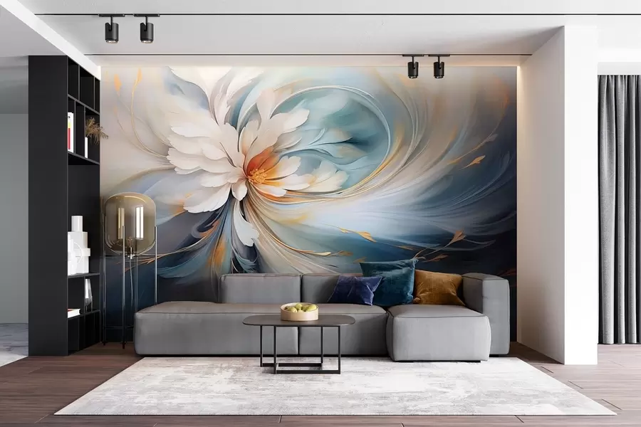 Fototapety Abstraktný kvet v modrých a oranžových tónoch w09270v1