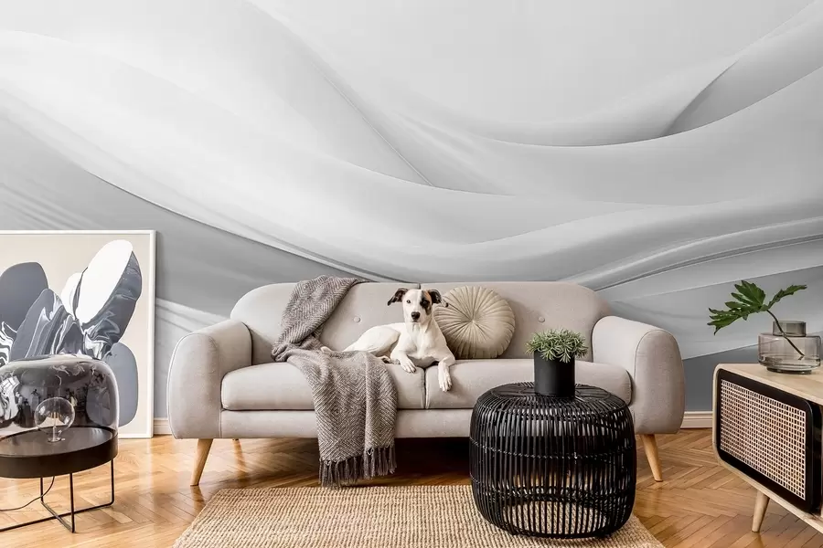 Fototapety Sivé látkové vlny v minimalistickom abstraktnom štýle w09279v1