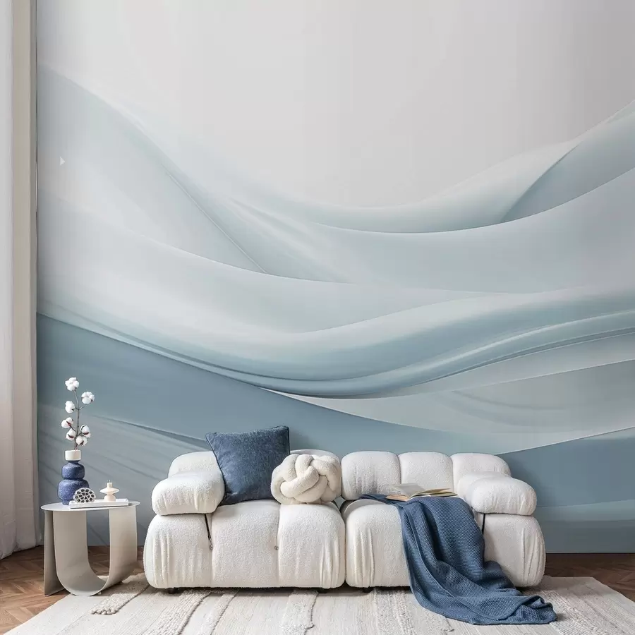 Fototapety Modré látkové vlny v minimalistickom abstraktnom štýle w09279v2