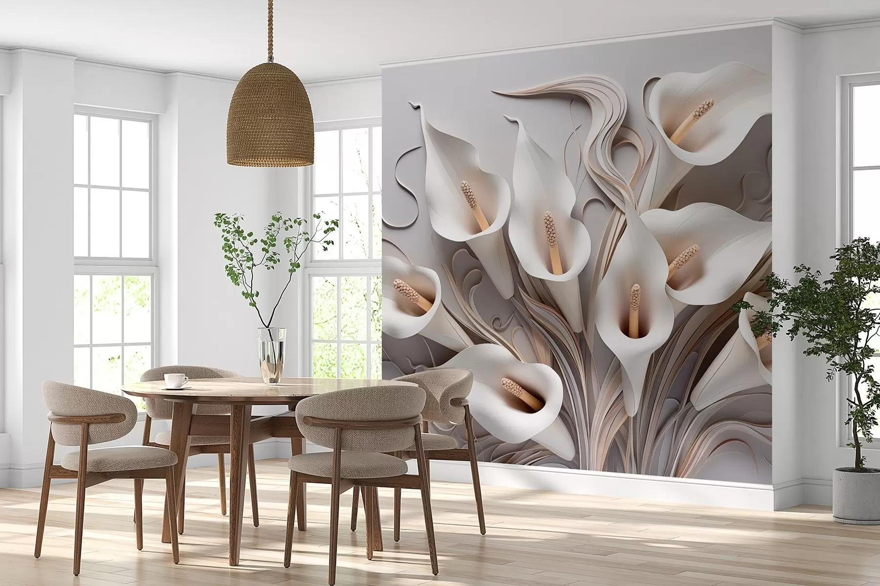 Fototapety Objemové kaly v krémových tónoch s 3D efektom w09281