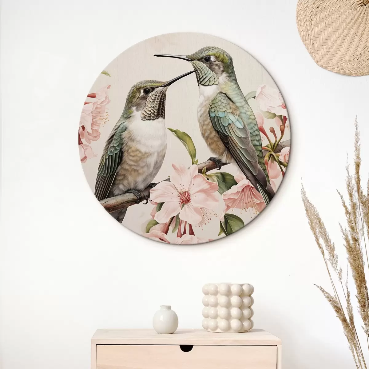 Okrúhle obrazy Pár vtákov na konári r44550