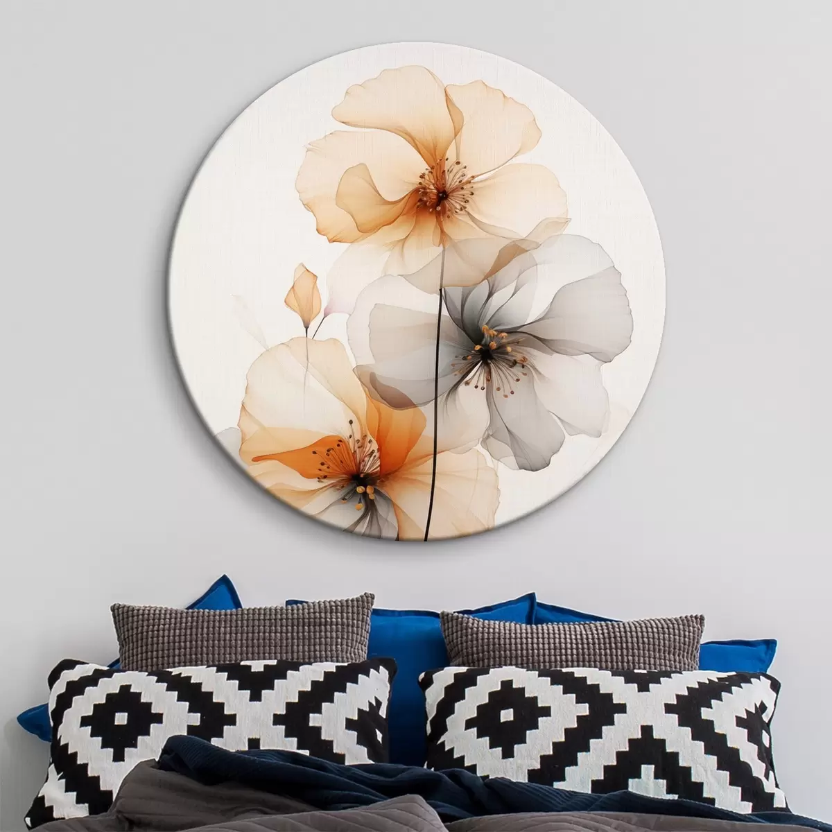 Okrúhle obrazy Abstraktné priesvitné kvety r44558