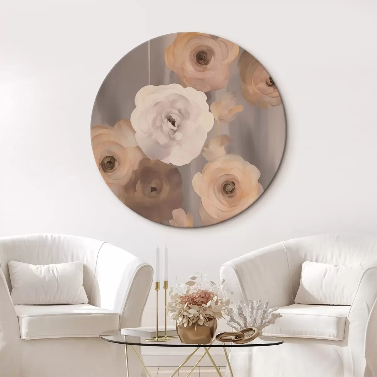 Okrúhle obrazy Abstraktné kvety r45160