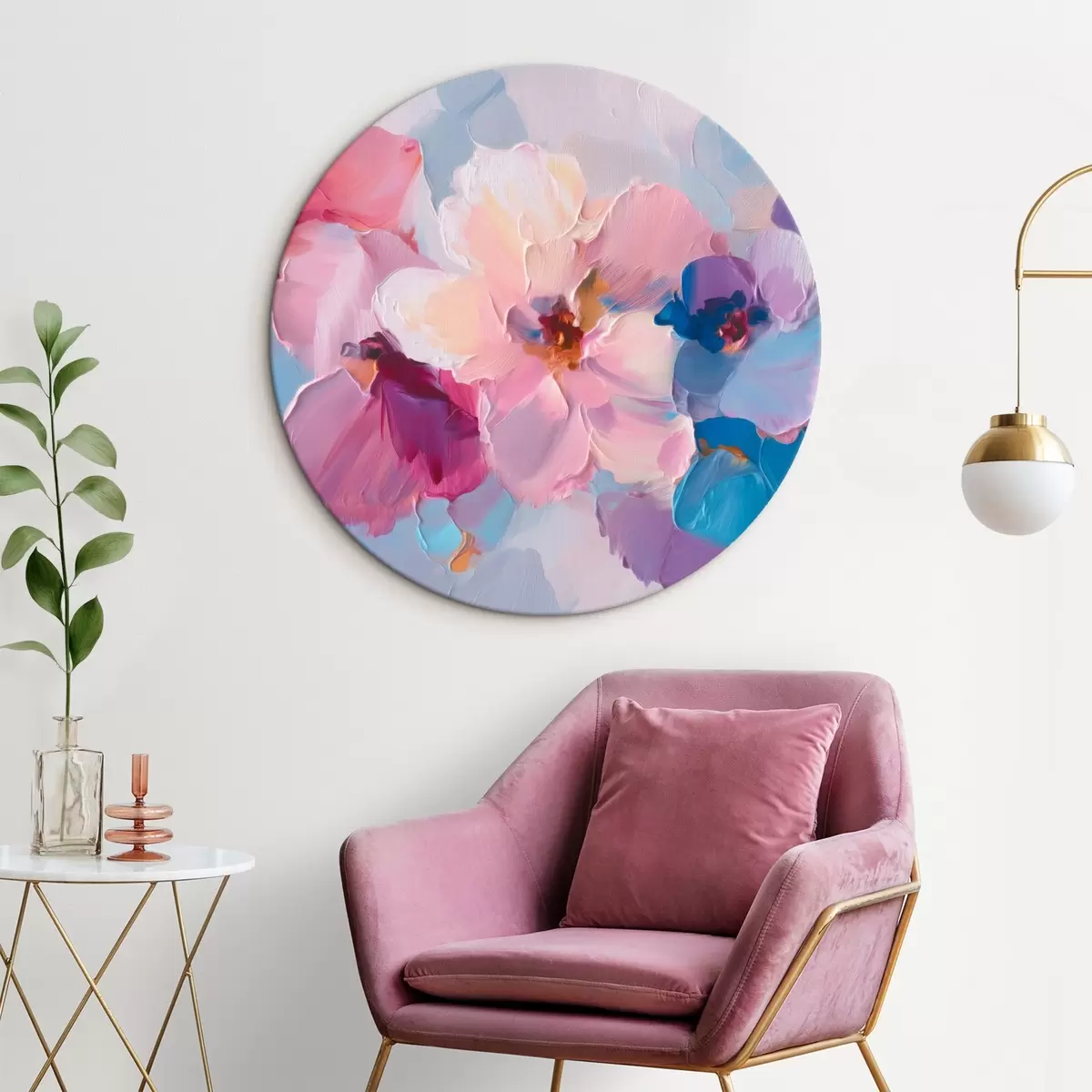Okrúhle obrazy Abstraktné kvety r45232