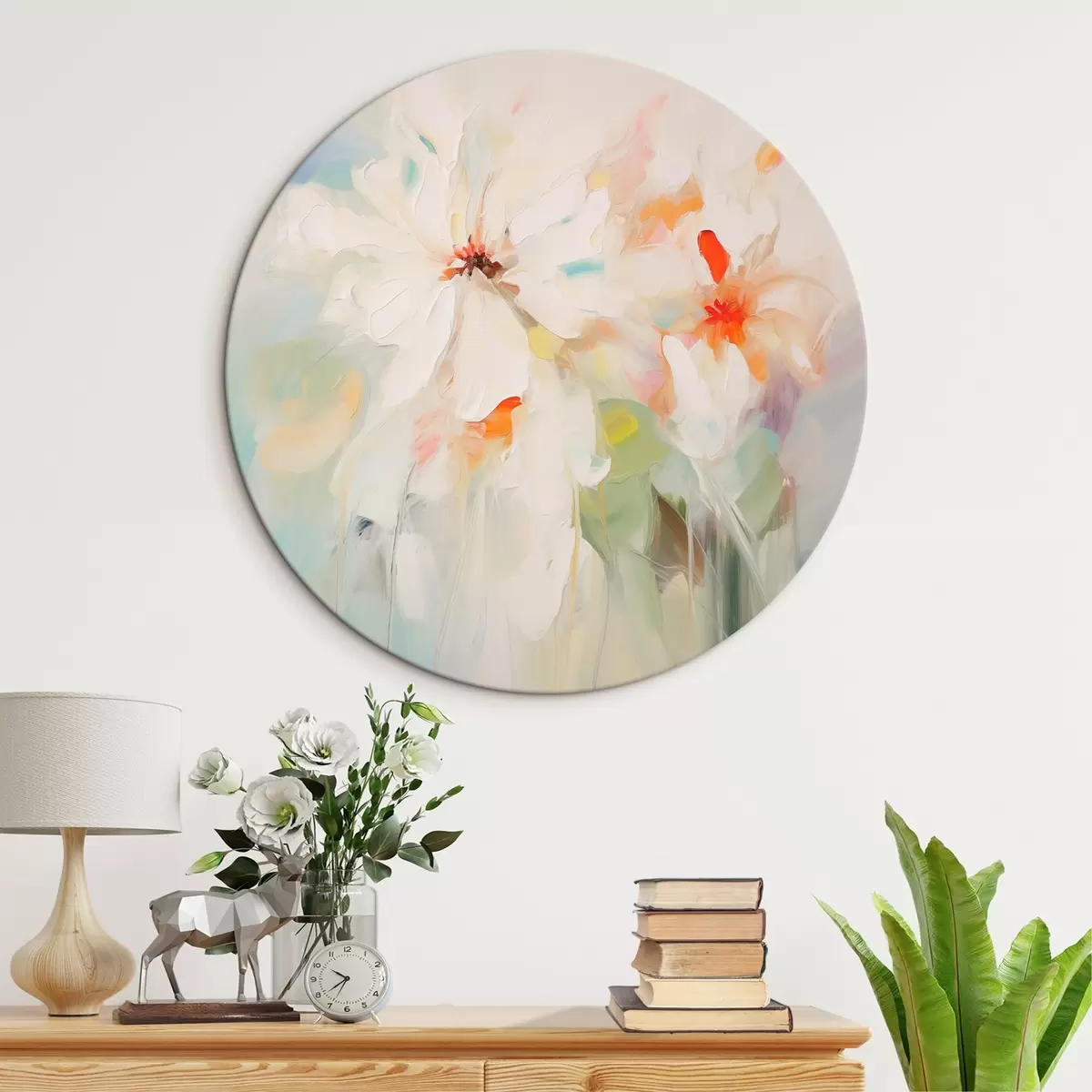 Okrúhle obrazy Kvety imitácia maľby r45306