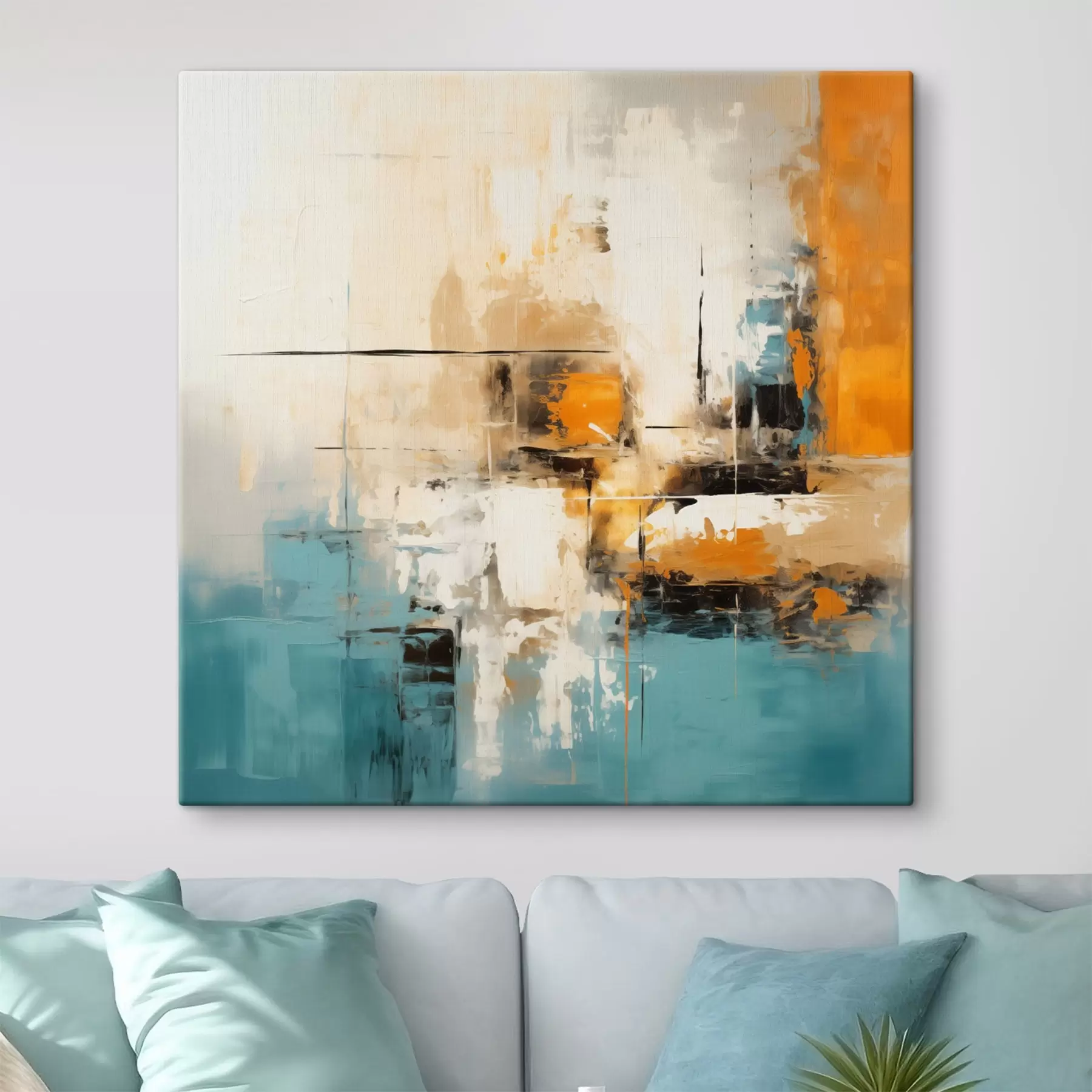 Obraz Súčasné umenie s textúrovanými ťahmi štetca a jasnými akcentmi s45041