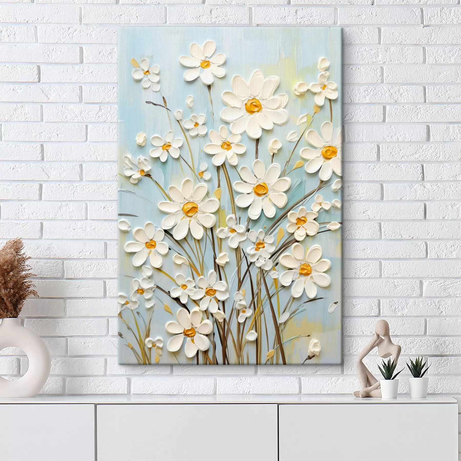 Obraz Textúrované sedmokrásky: impasto umenie s expresívnymi ťahmi štetca s45266