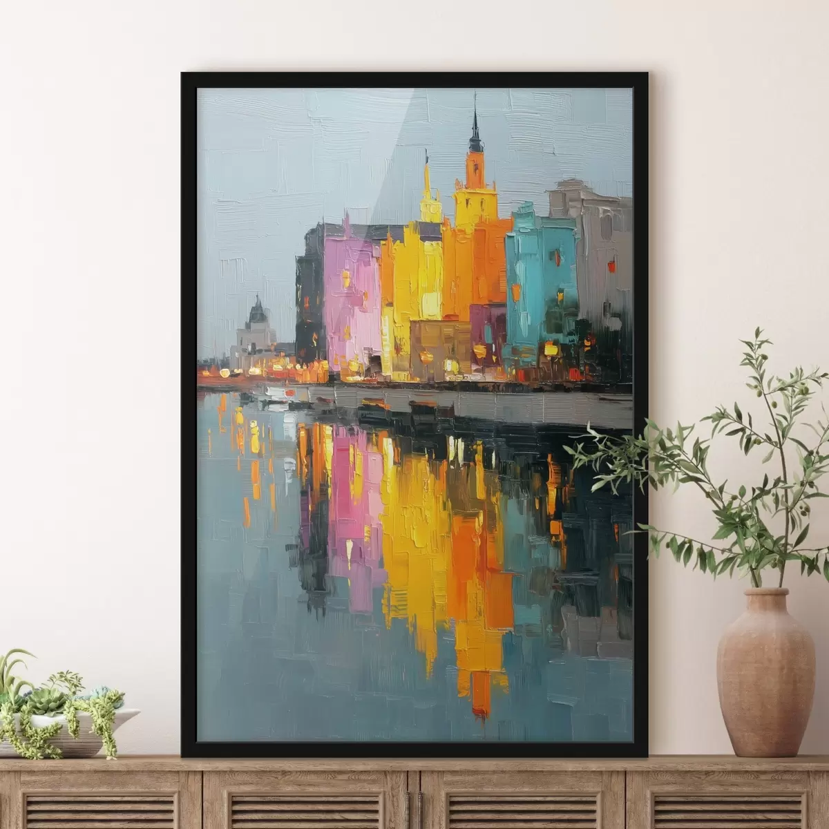 Plagáty Svetlá mesta: živá krajina v štýle impasto f45242