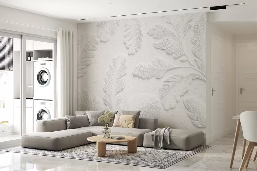 Fototapety Reliéfne listy v sivej farbe s efektom popraskanej textúry w09309v1