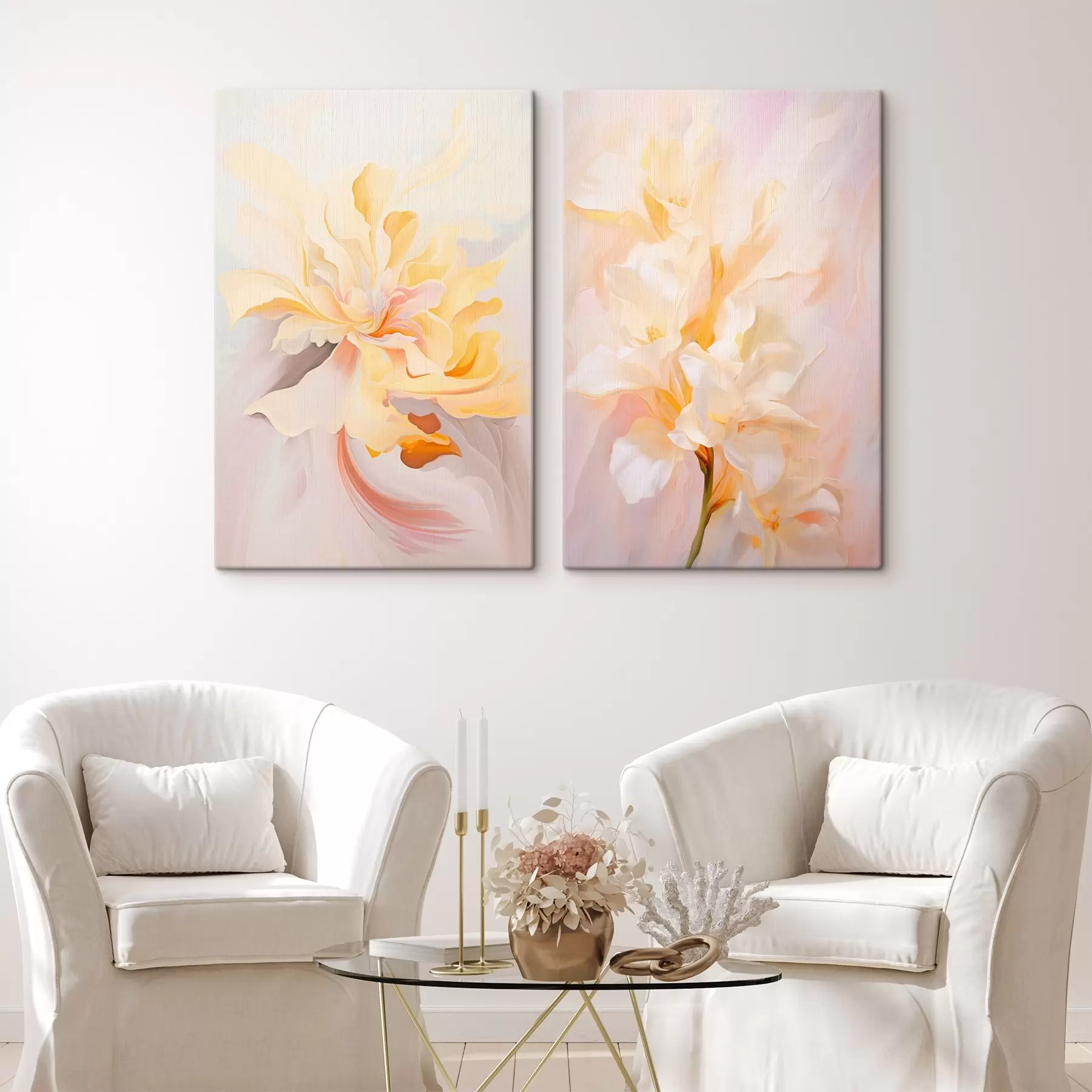 Obraz Jemný diptych v akvarelovom štýle s farebnými prechodmi m00576