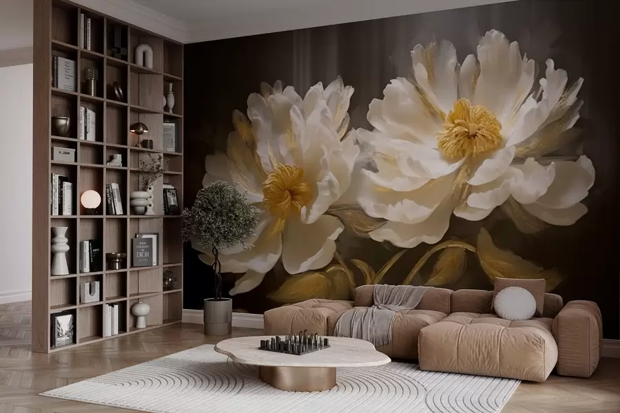 Fototapety Svetlé kvety so zvýraznením na tmavom pozadí w04344