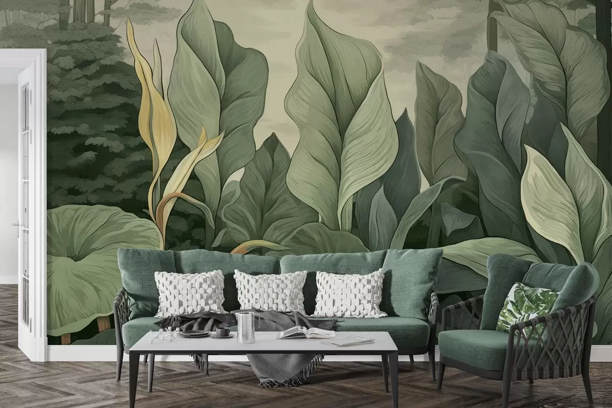 Fototapety Ilustrácie tropických rastlín v botanickom štýle w04347