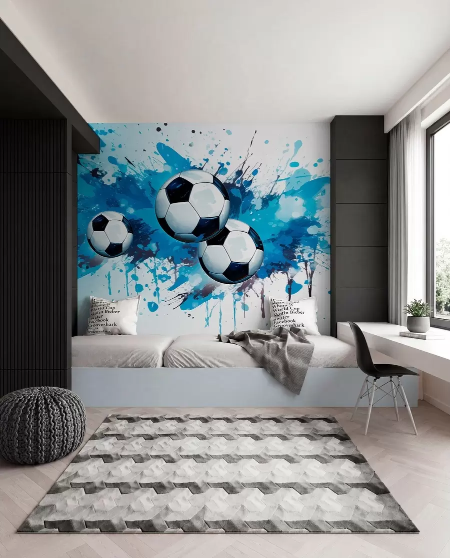 Fototapety Futbal v modrých špliechancoch w04373