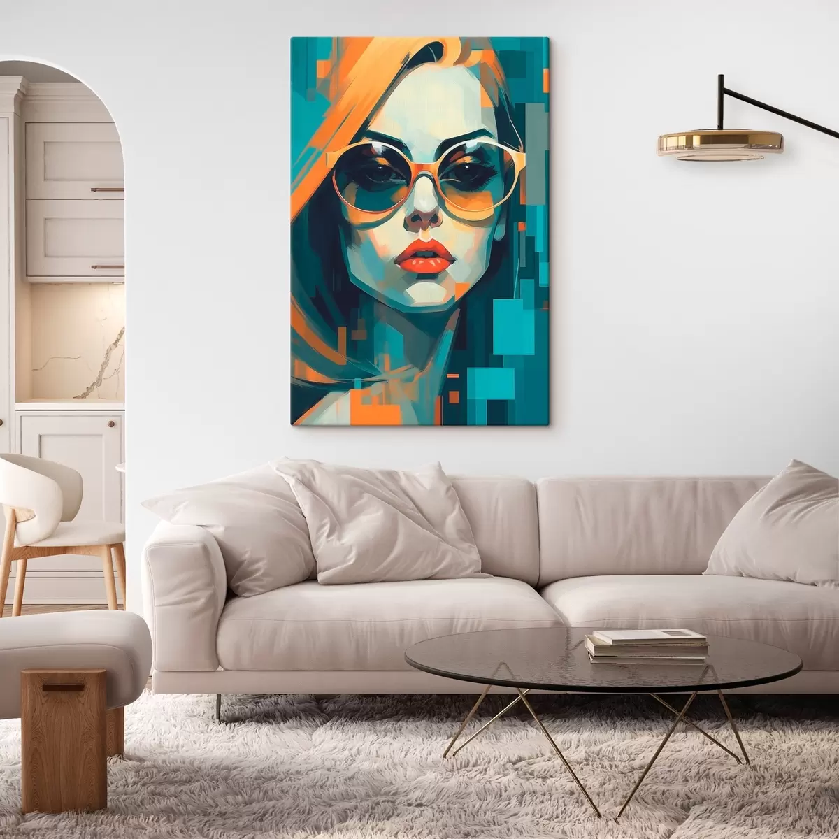 Obraz Žena v slnečných okuliaroch v štýle digitálneho pop artu s45327