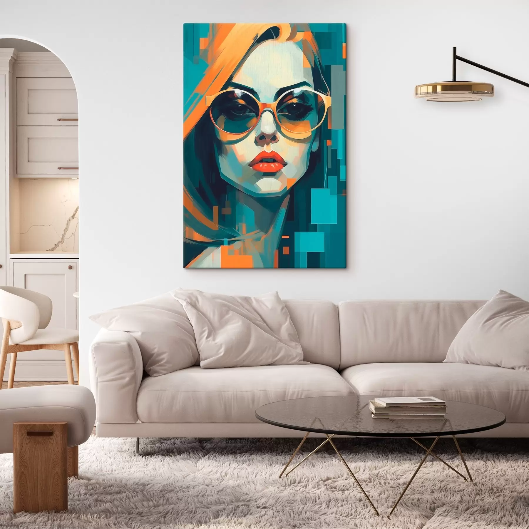 Obraz Žena v slnečných okuliaroch v štýle digitálneho pop artu s45327