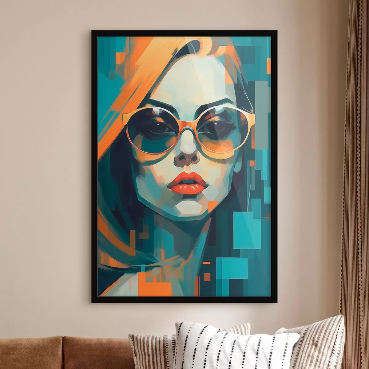 Plagáty Žena v slnečných okuliaroch v štýle digitálneho pop artu f45327