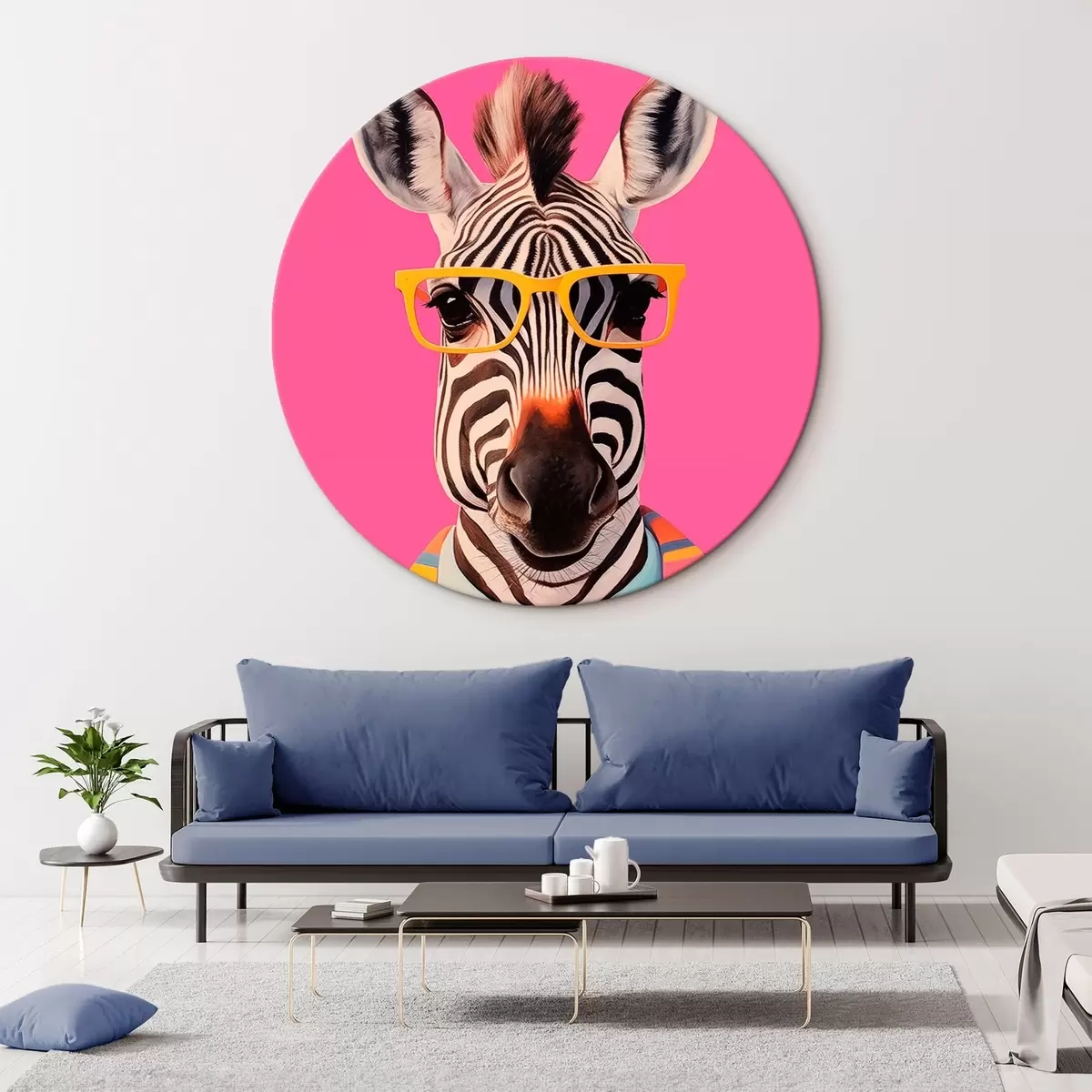 Okrúhle obrazy Zebra v obleku a okuliaroch r45307