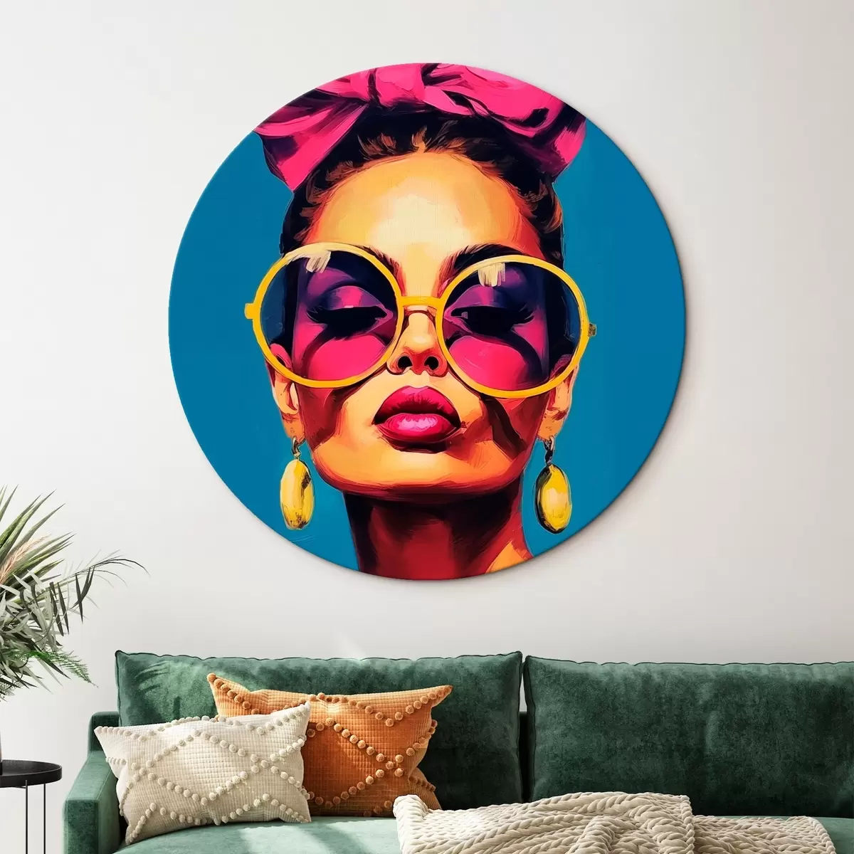 Okrúhle obrazy Žena so slnečnými okuliarmi r45309