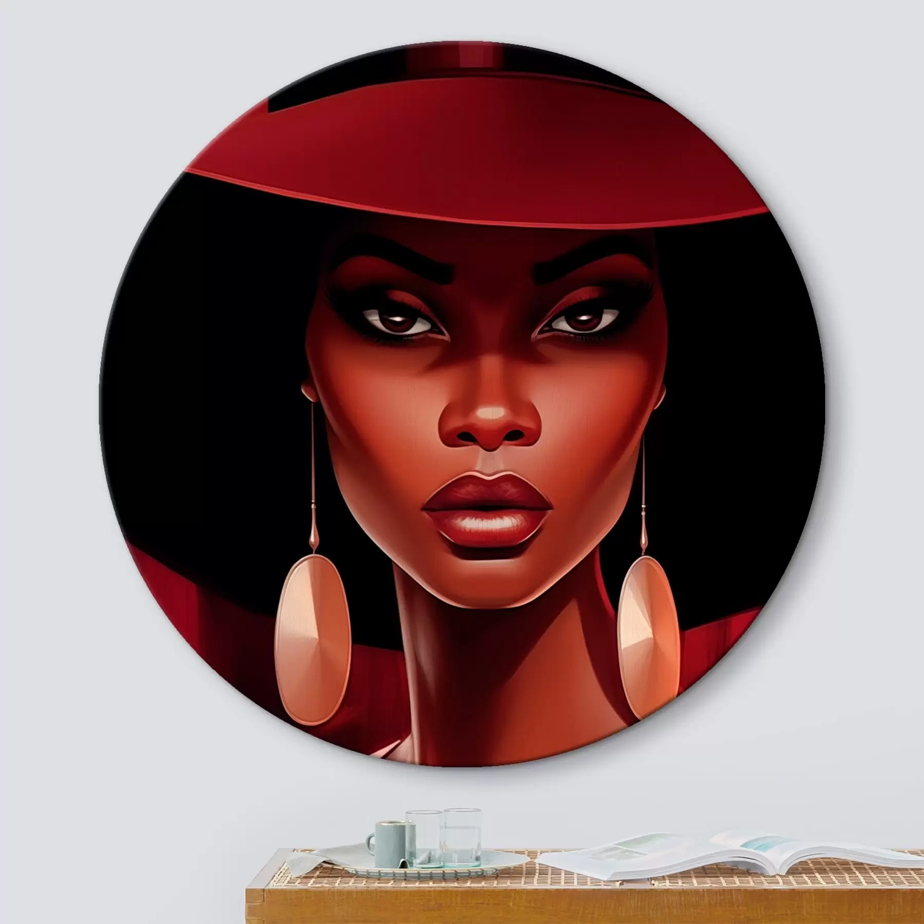 Obraz Žena v klobúku s okrúhlymi náušnicami r45325