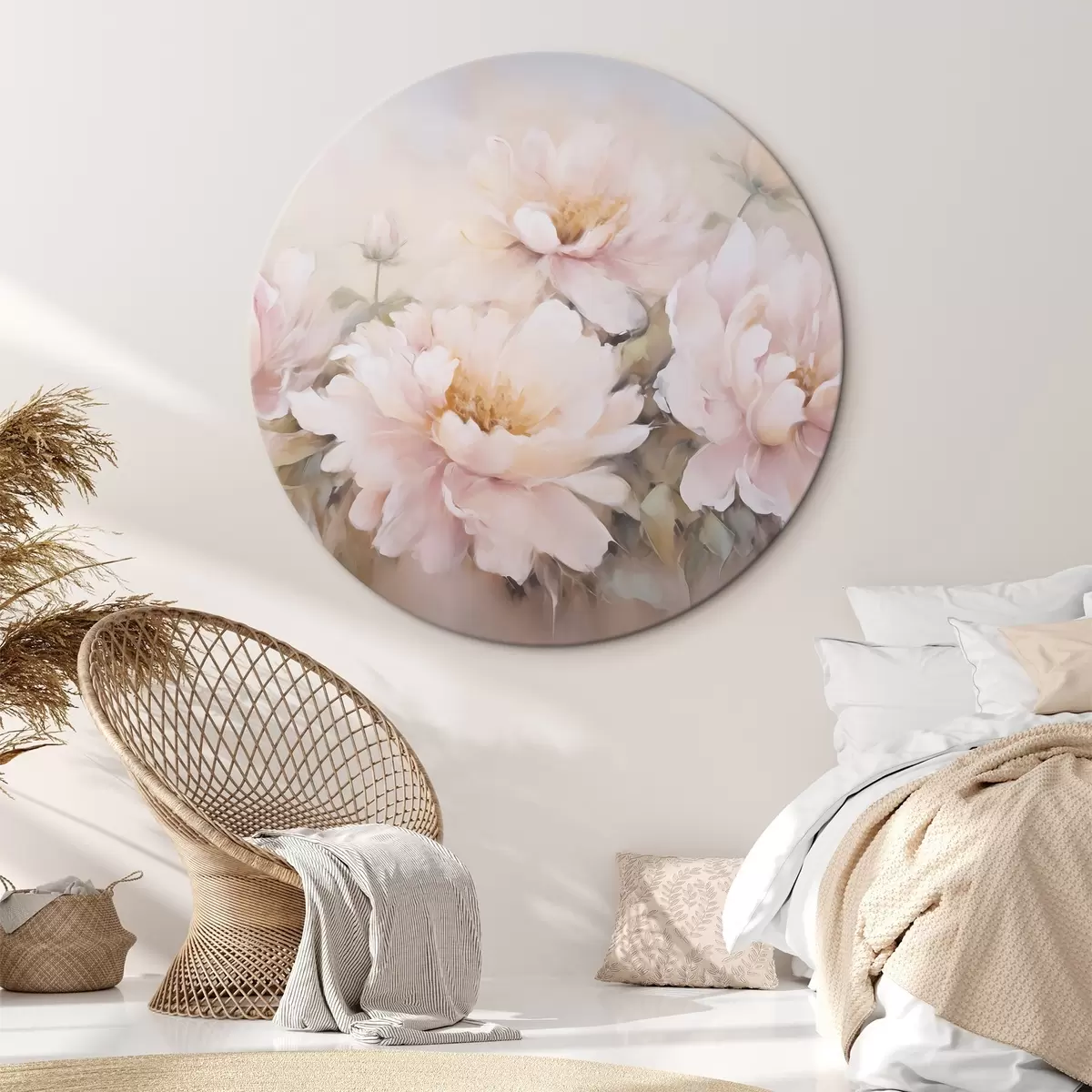 Okrúhle obrazy Imitácia maľby pivoniek r45345