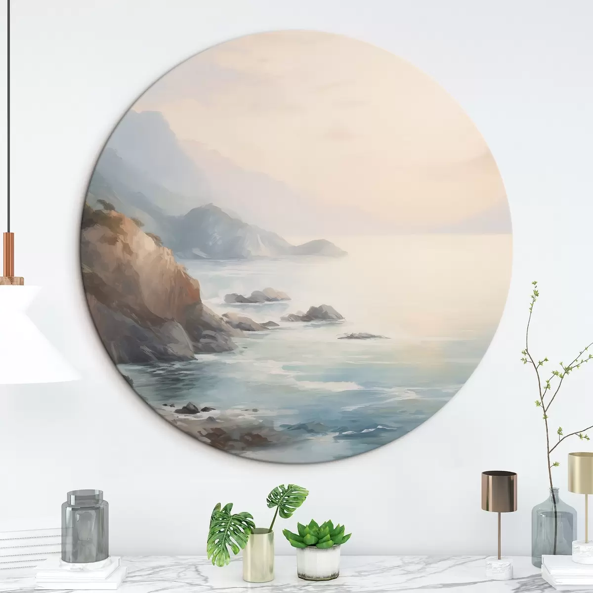 Okrúhle obrazy Jazero pri skalách r45351