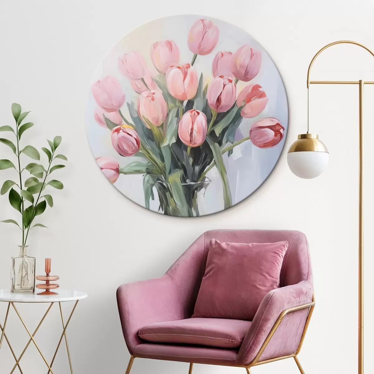 Okrúhle obrazy Tulipány vo váze r45355