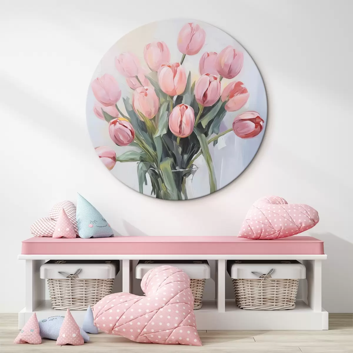 Okrúhle obrazy Tulipány vo váze r45355