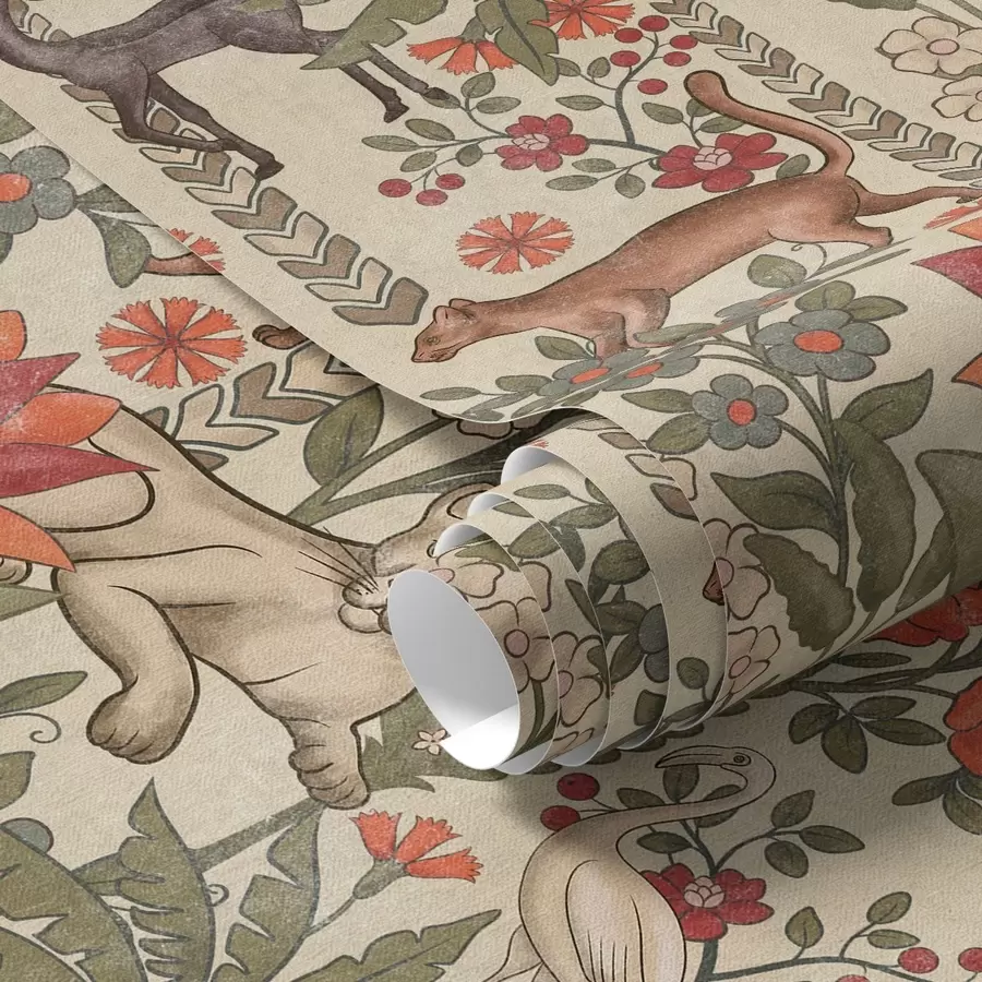 Fototapety Retro štýl: Zvieratá a kvety na vintage pozadí a00431