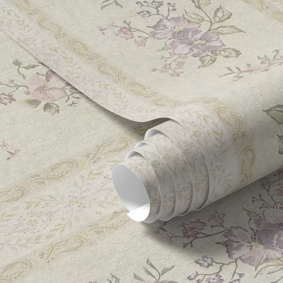 Fototapety Vintage kvety na pruhovanom pozadí s ornamentom a00440