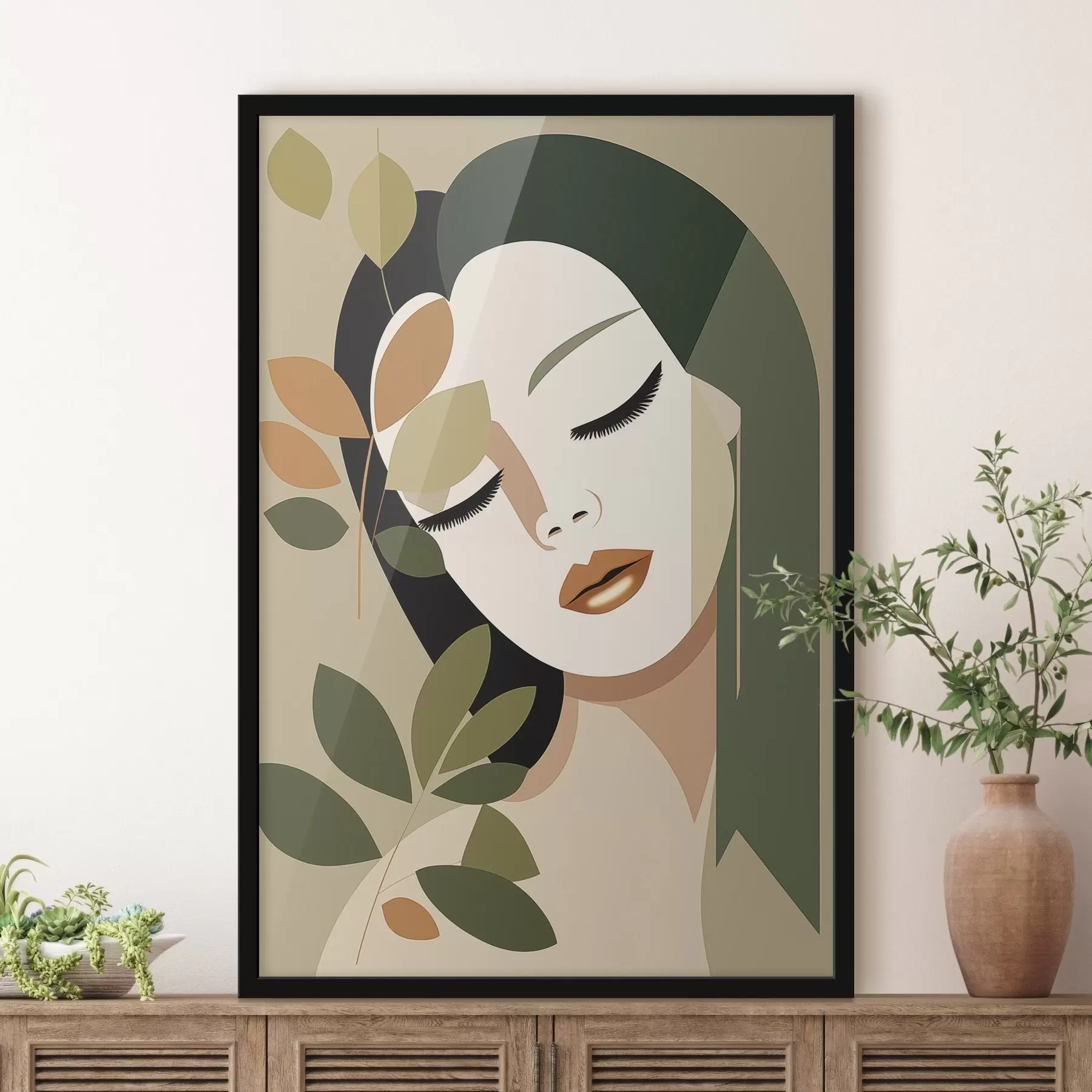 Fototapety Dievča s listami f45388