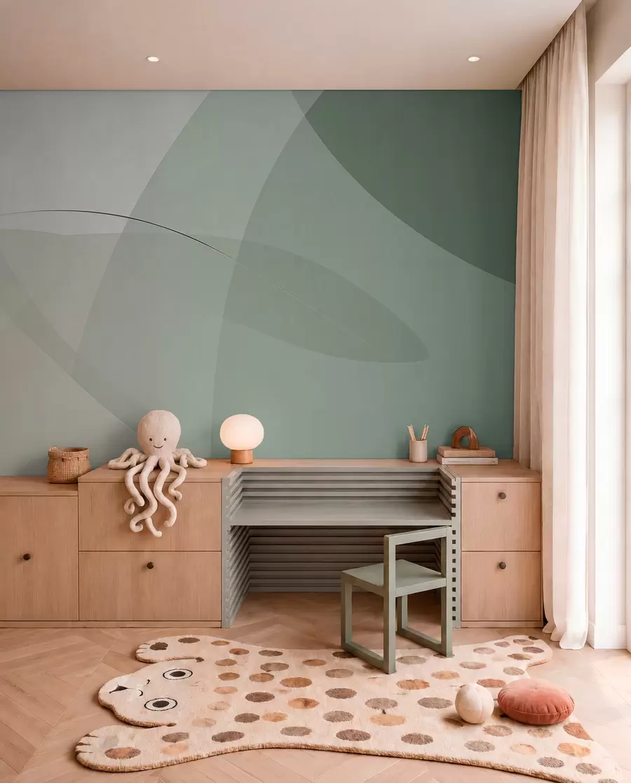 Fototapety Geometria v zelenej a okri w04405