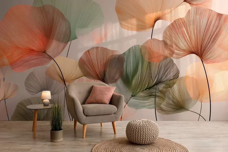 Fototapety pestrofarebné listy ginka so žilkami w04305