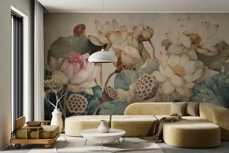 Fototapety veľké lekná s textúrou w04309