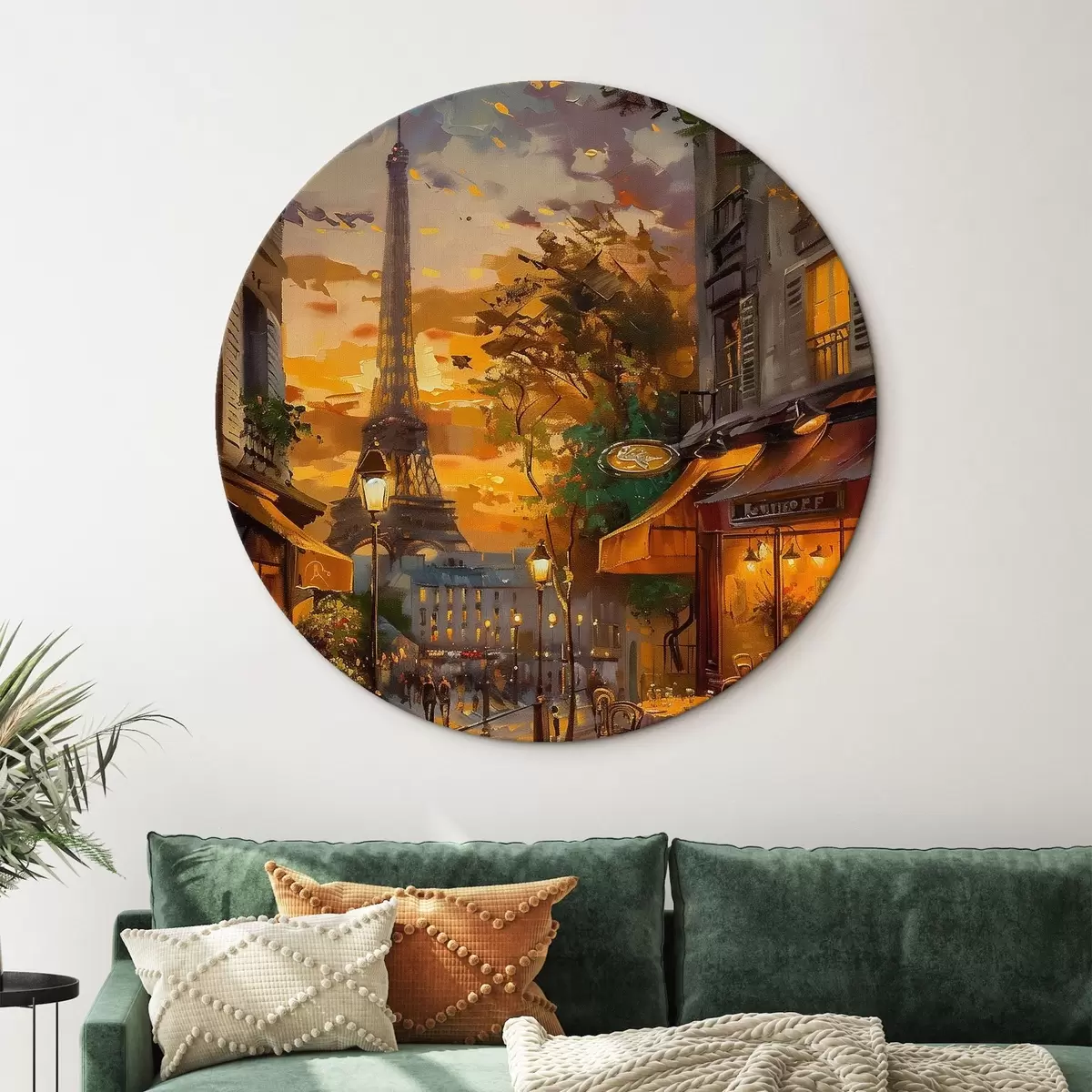 Okrúhle obrazy Ulica v Paríži, efekt olejomaľby r45340