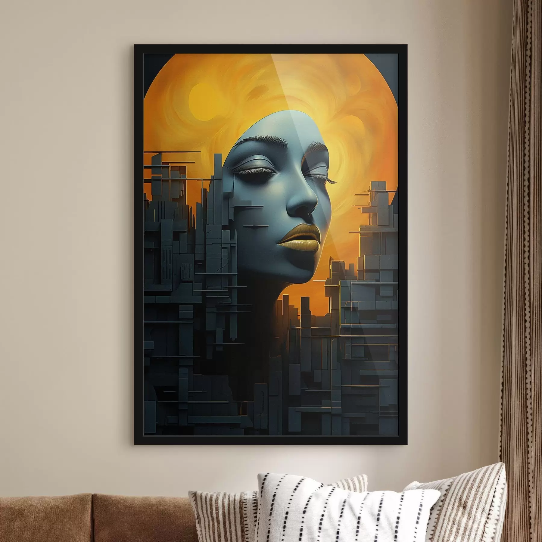 Fototapety Ľudia, dievčenská tvár mesta na abstraktnom pozadí f45342