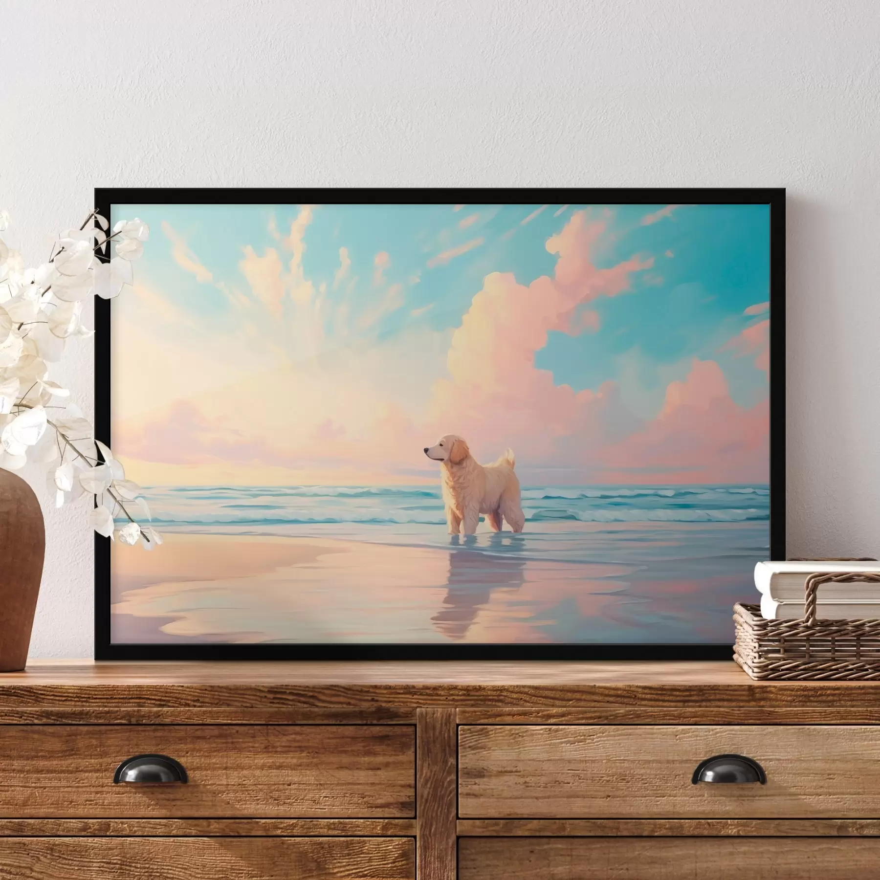 Fototapety Retriever na brehu mora f45425