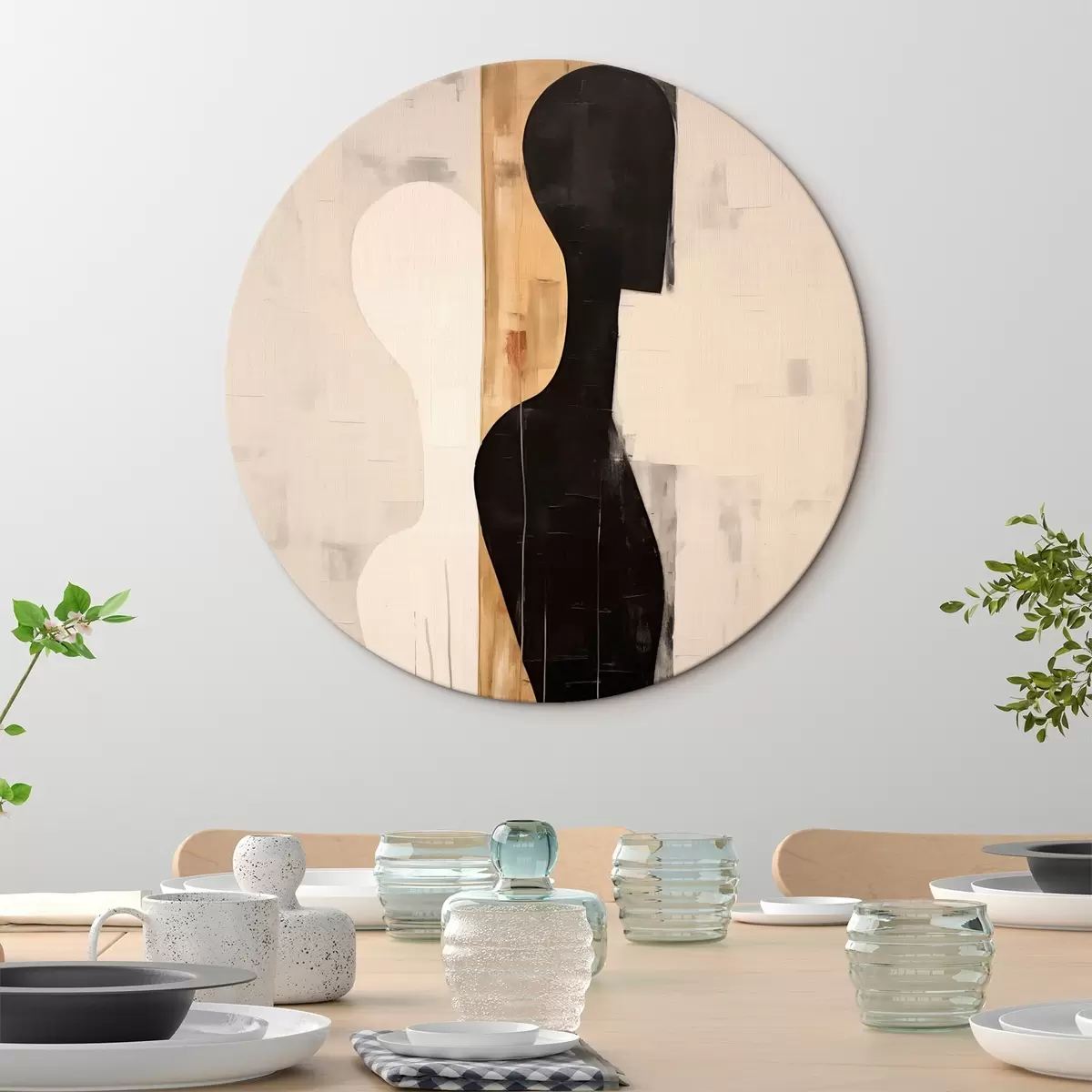 Okrúhle obrazy Silueta dvoch postáv r45429