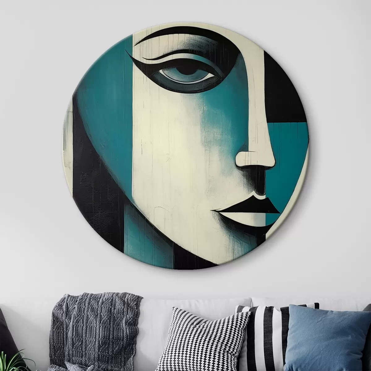 Okrúhle obrazy Abstraktný ženský portrét r45436