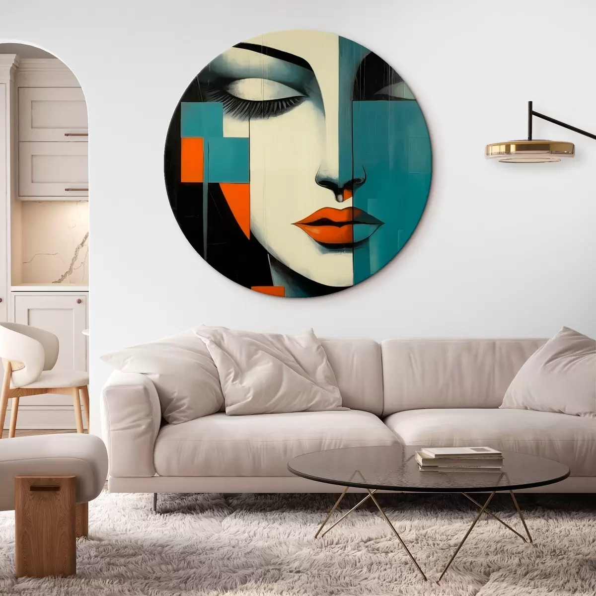 Okrúhle obrazy Abstraktný ženský portrét r45438