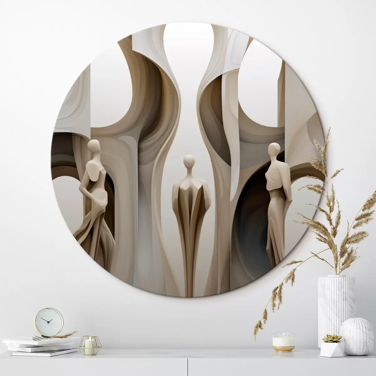 Okrúhle obrazy Abstrakcia so siluetami r45371