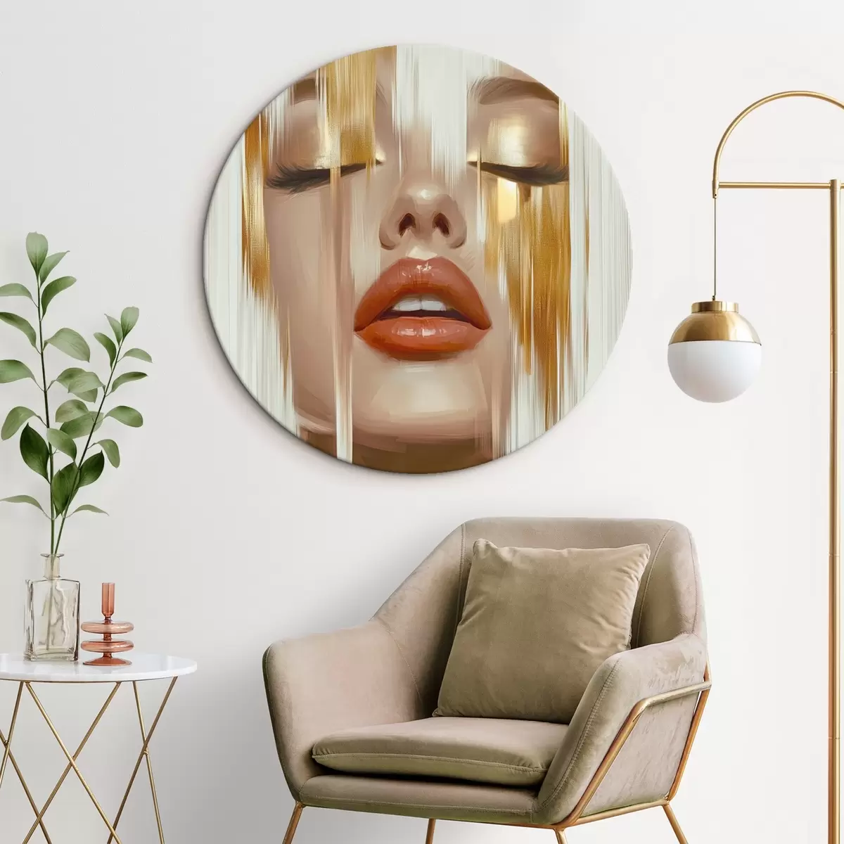 Okrúhle obrazy Abstraktný portrét ženy r45374