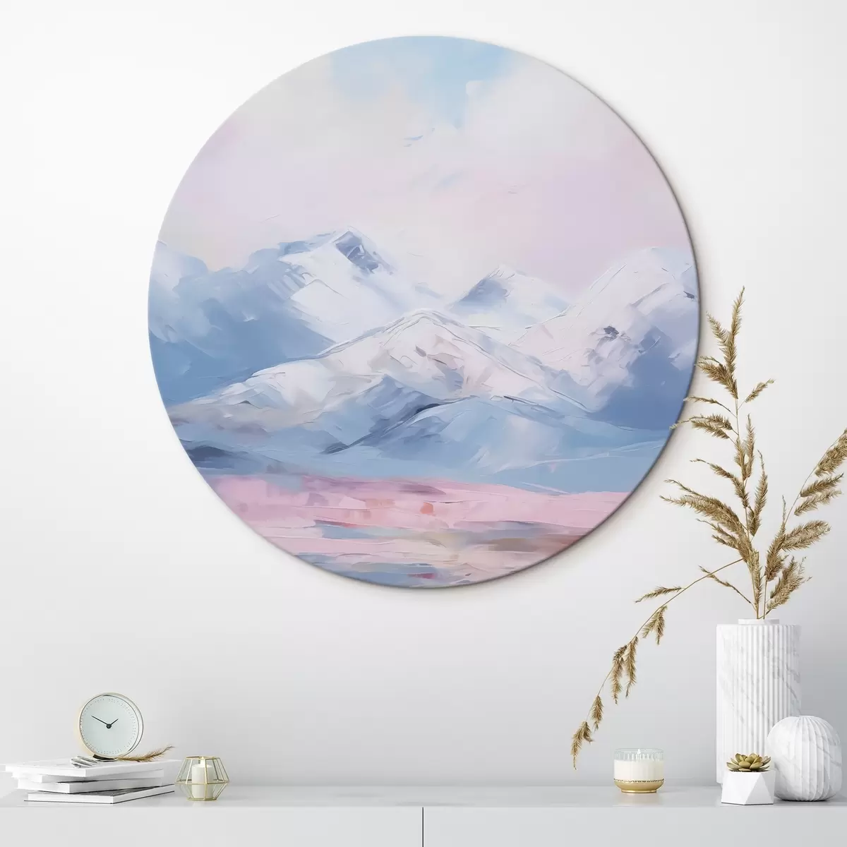 Okrúhle obrazy Imitácia maľby hôr r45457