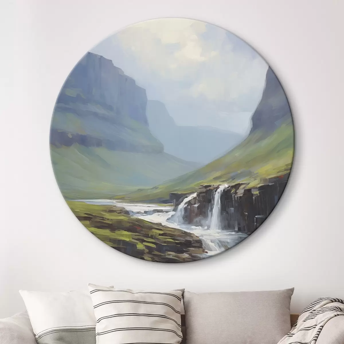 Okrúhle obrazy Krajina s riekou v blízkosti fjordov r45459