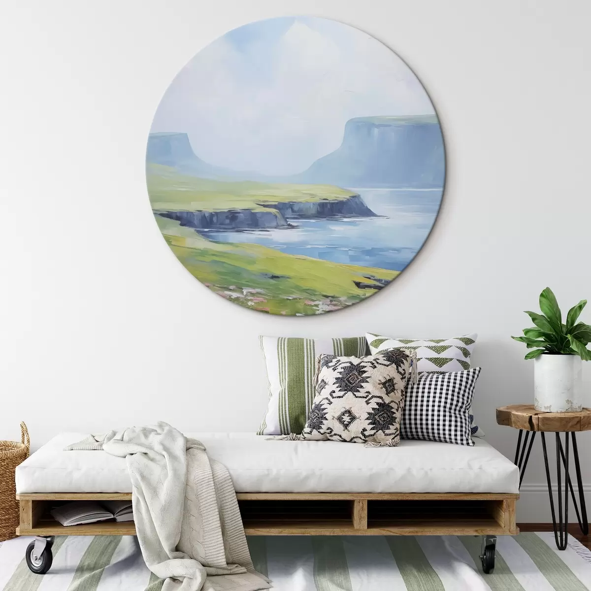 Okrúhle obrazy Pobrežie s fjordmi v pozadí r45460