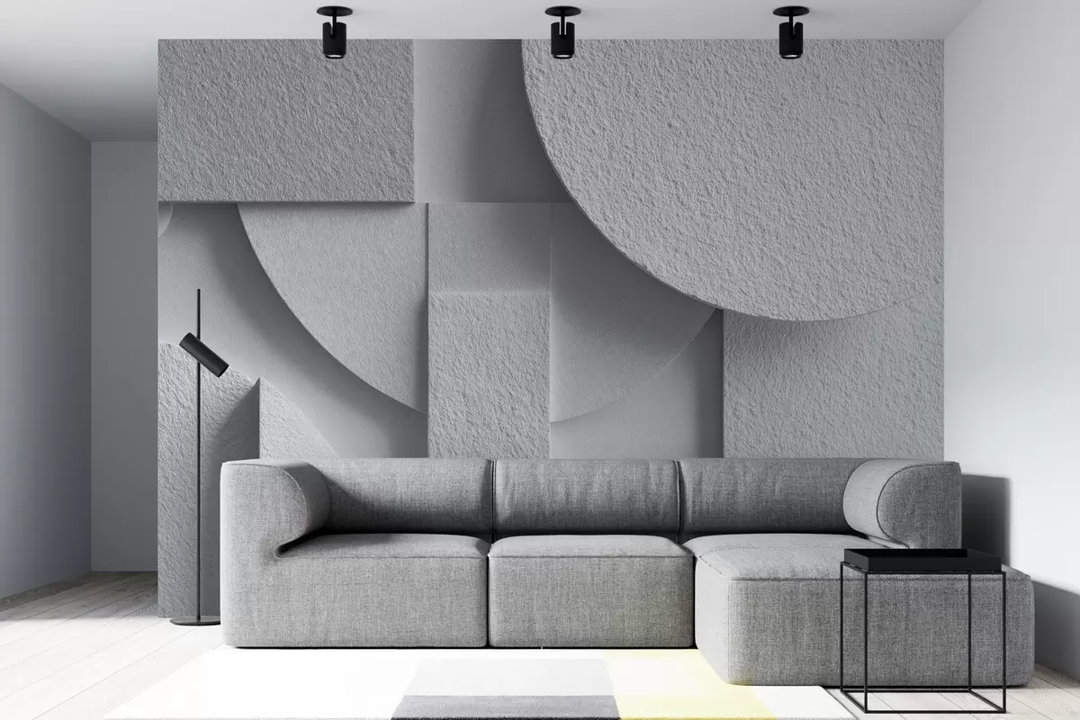 Fototapety Abstraktná kompozícia s bielymi trojrozmernými geometrickými tvarmi w04395v1