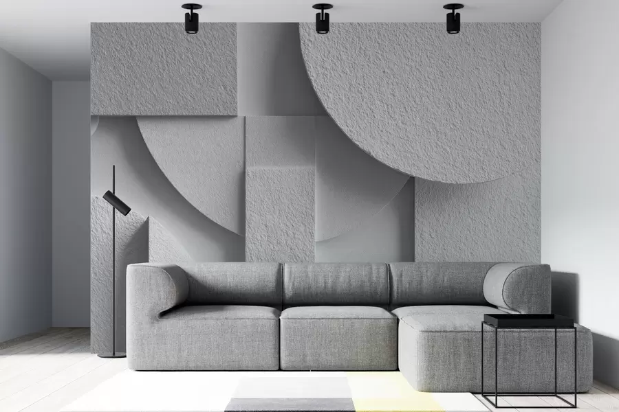 Fototapety Abstraktná kompozícia s bielymi trojrozmernými geometrickými tvarmi w04395v1