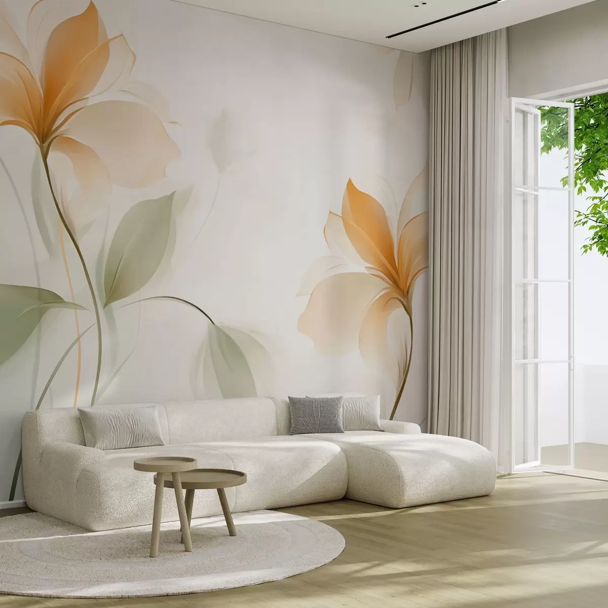 Fototapety Priehľadné kvety so sýto oranžovým stredom w04397v1